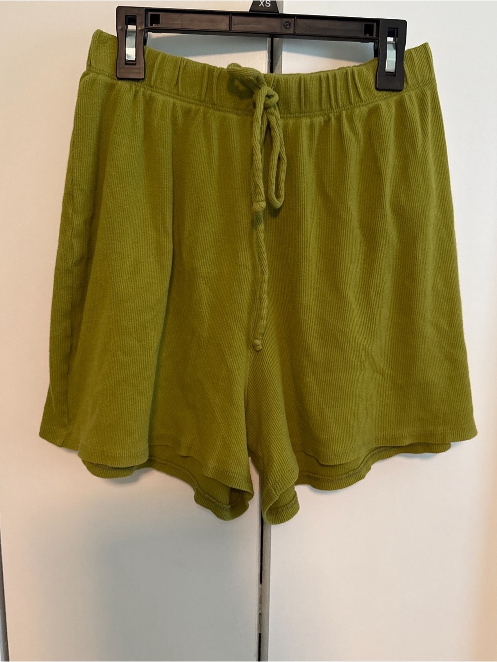 Anthropologie Moss Green High-Waist Knit Drawstring Shorts